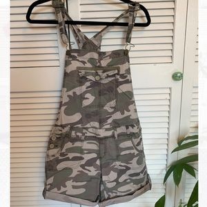 Camo overalls with adjustable straps